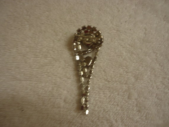 Rhinestone Dangle Brooch with Clear Stones - image 2