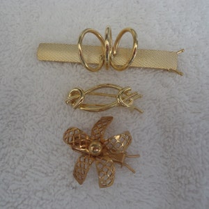 Hair Barrettes, 3 Pcs, New Old Stock