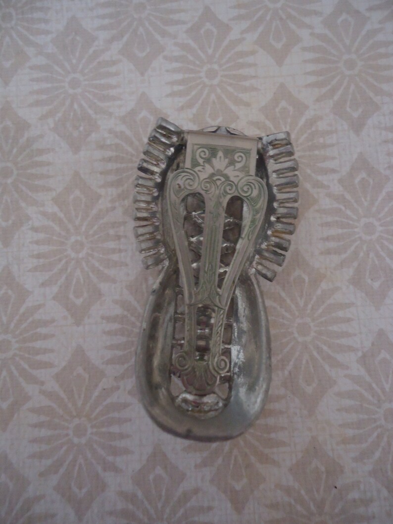 Vintage Green and Clear Rhinestone Dress Clip Silver Tone Metal
