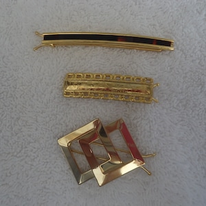 Hair Barrettes, 3 Pcs, New Old Stock