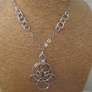 Silver Tone Concentric Circles Y Style Pendant Necklace, 18 - 20"