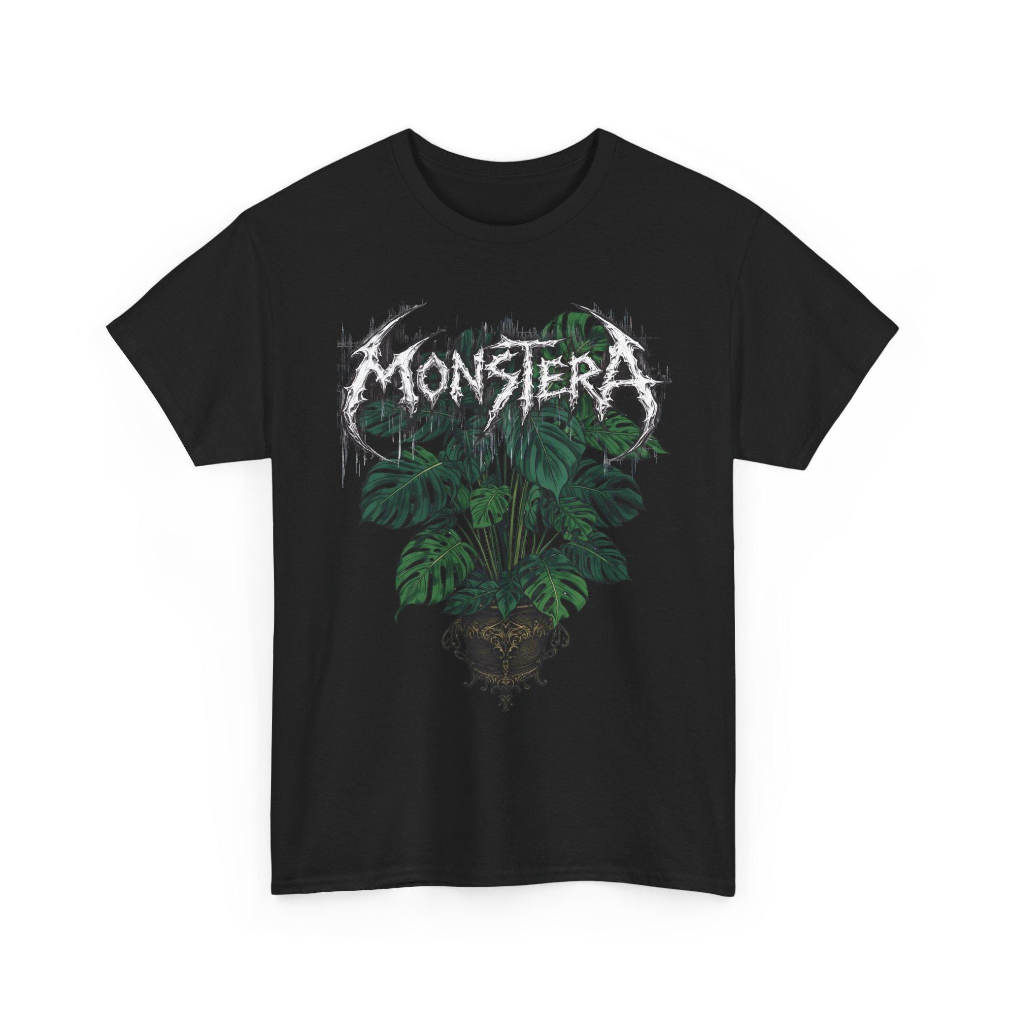 Monstera Death Metal Shirt, Gothic Plant Band Tee, Heavy Metal