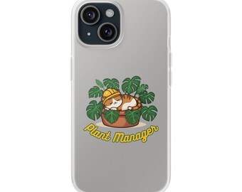 Plant Manager Cat Phone Case: Funny Kawaii Kitty Protective Cover