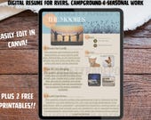 Digital Seasonal Job Resume | Teal Sunset Resume | Editable RVer and Work Camp Resume | Canva Template | Instant Download