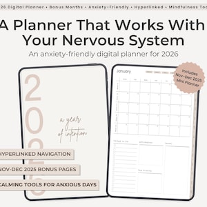 2026 Anxiety Digital Planner for iPad | Hyperlinked GoodNotes Planner | Calm Planning PDF image 1