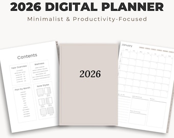 Minimalistyczny planer cyfrowy na rok 2026: układy zwiększające produktywność (PDF)