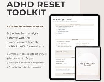 Zestaw narzędzi do cyfrowego resetowania ADHD w celu złagodzenia przytłoczenia | Kompatybilny z GoodNotes i Notability