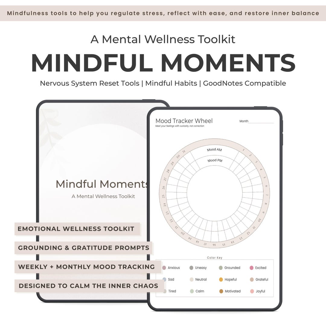 Mental Wellness Journal | Mindful Mood Tracker, Anxiety Relief (goodnotes PDF) - Etsy