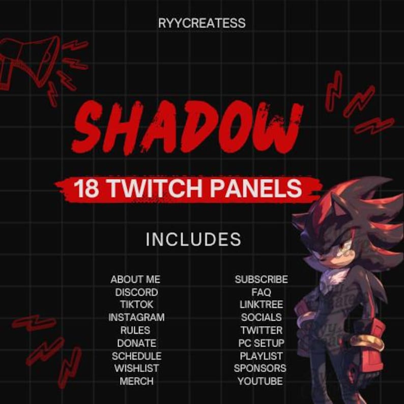 Shadow the Hedgehog Twitch Panels - Etsy