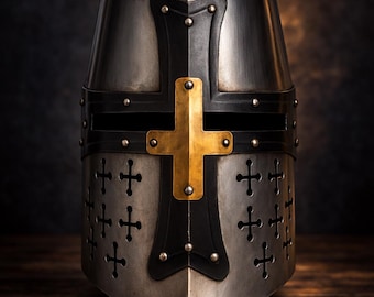 Medieval Knight Templar Helmet, Crusader Helm, Steel Armor, Wearable Helmet, Gift for Men