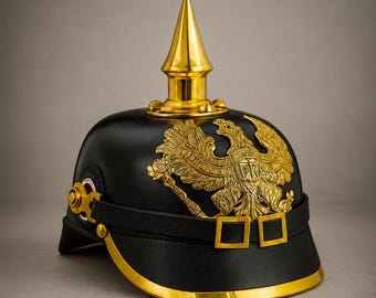 German Pickelhaube Helmet, Prussian Spike Helmet, Military Replica, Historical Costume, Gift for Men
