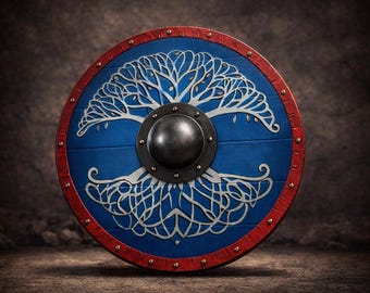 Viking Yggdrasil Tree of Life Shield, Norse Wooden Wall Decor 24 Inch
