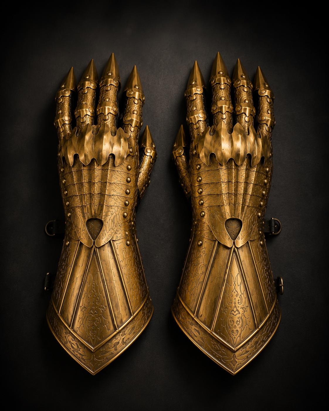Gold Leather Gauntlets - Etsy