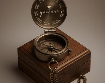 Brújula de latón personalizada, brújula grabada personalizada, regalo de bautizo para niño, aniversario y Navidad.