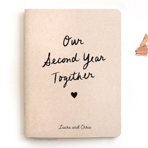 Our Second Year Together 2 Year Anniversary Gift for Him, 4 x 5.25&quot; Personalized Eco Friendly Notebook, Recycled Mini Journal, Pocket Size