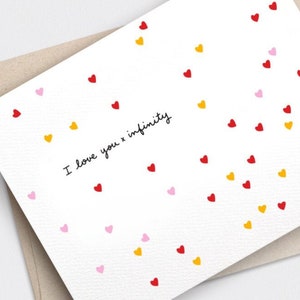 I Love You X Infinity, Valentines Day Card for Him, For Her, Unique Card For Him, Gift for Her, Heart Confetti image 1