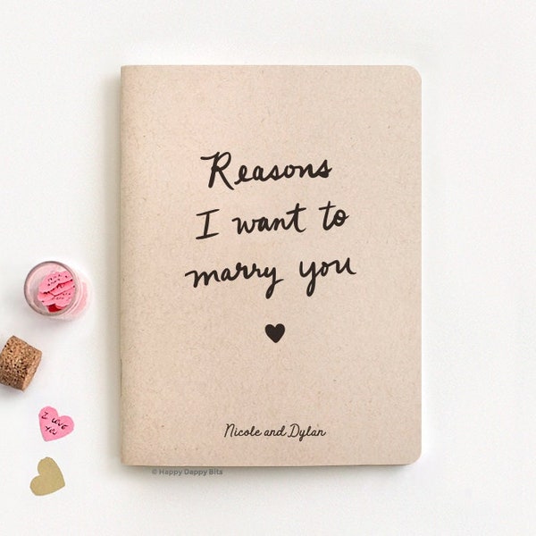 Reasons I Want to Marry You Mini Journal 4 x 5.25", Gift for Him, Personalized Eco Friendly Notebook, Recycled Mini Journal, Pocket Size