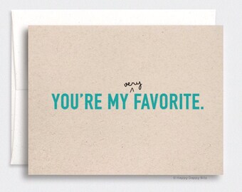 Funny Father's Day Card - You're My Favorite, Don't Tell Mom - Brown Recycled - Teal Pink Red Blue or Purple