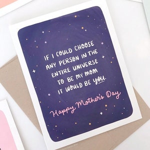 Best Mom in the Universe Card, Purple Recycled Mothers Day Card, Galaxy Illustrated Mother's Day Card Funny, Stars Mothers Day Gift