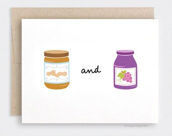 Valentines Day Card, Peanut Butter Jelly, Anniversary Card for Him PB & J Food Card - Funny Valentine Card - Cute Love Card, Friendship Card