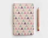 Triangles Recycled Journal & Gold Foil Pencil Set - Mini Large or Midori, Geometric Notebook, Purple - Stocking Stuffer