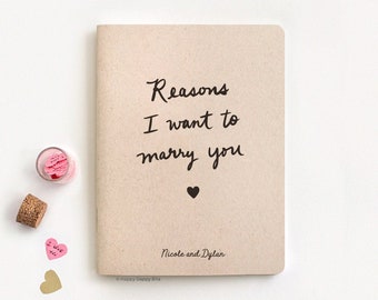 Reasons I Want to Marry You Mini Journal 5.25 x 4", Gift for Him, Personalized Eco Friendly Notebook, Recycled Mini Journal, Pocket Size
