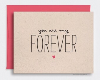 You Are My Forever Card, Funny Valentines Day Gift for Him For Her, Handmade Gifts, Brown Recycled Card