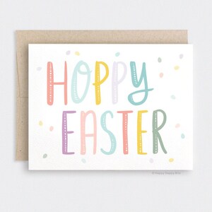 Easter Basket Stuffer, Hoppy Easter Card Handlettered Card Funny Easter Card Egg Confetti Spring Card Handmade Card Recycled image 1