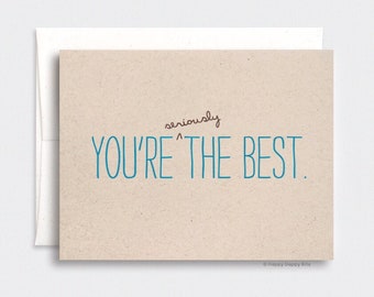 Fathers Day Card from Daughter Funny - You're Seriously the Best - Happy Father's Day, Brown Recycled Card, Blue Typography Card for Dad