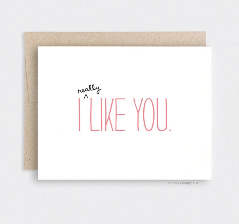 I Like You Card for Her Valentines Day Card for Him, Valentines Gift, Anniversary Card, Recycled Card, Cute Valentine Card GW035 image 1