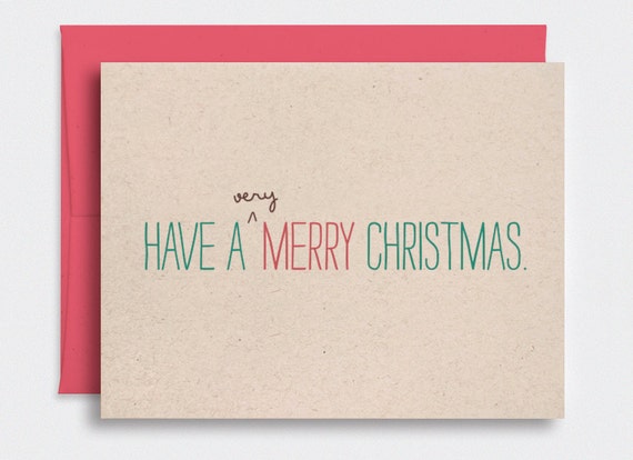 Funny Holiday Card Cute Very Merry Christmas Funny | Etsy