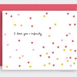 I Love You X Infinity, Valentines Day Card for Him, For Her, Unique Card For Him, Gift for Her, Heart Confetti image 2