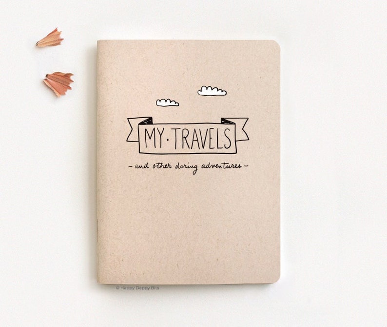 Personalized Travel Journal, 4 x 5.25 My Travels and Daring Adventures Journal Recycled, Eco Friendly Stocking Stuffer image 2