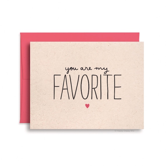 You Are My Favorite Card - Anniversary Card, Funny Valentines Gift for Him, Boyfriend Card, Valentines Card, Brown Recycled Card