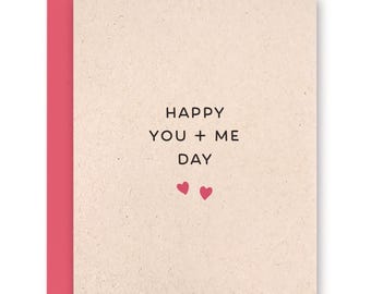 Happy You and Me Day Card, Anniversary Card for Him, Light Brown Recycled Valentines Day Card