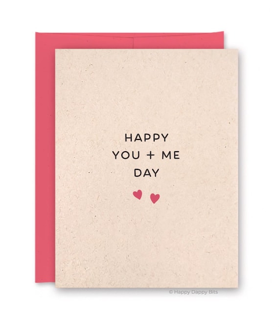 Happy You and Me Day Card, Anniversary Card for Him, Light Brown Recycled Valentines Day Card