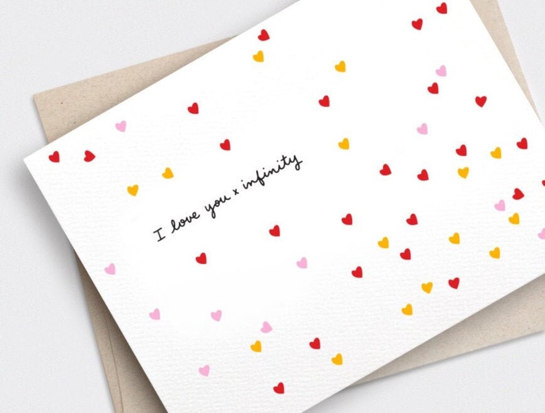 I Love You X Infinity, Valentines Day Card for Him, For Her, Unique Card For Him, Gift for Her, Heart Confetti image 1