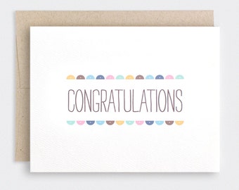 Graduation Card - Recycled Card - Semi Circles - Wedding, Pregnancy, New Baby, Congratulations Card, Engagement Card