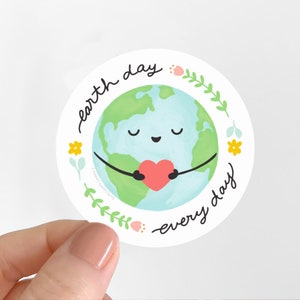 Earth Day Sticker, PVC-Free Eco Friendly Sticker, Earth Day Every Day Soft Matte Vinyl Sticker, Illustrated Environmental Plant Stickers 2.5 image 2