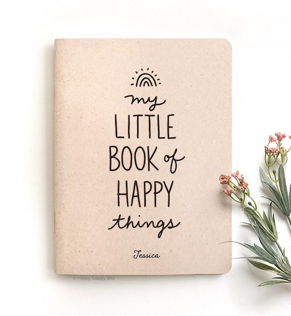 Stocking Stuffers Mental Health Journal, Mini Eco Friendly Gifts, 5.25 x 4" Journal, My Little Book of Happy Things Personalized Gift