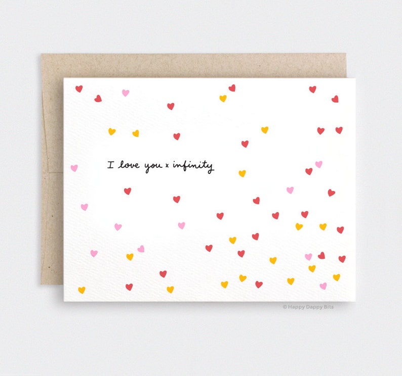 I Love You X Infinity, Valentines Day Card for Him, For Her, Unique Card For Him, Gift for Her, Heart Confetti image 4