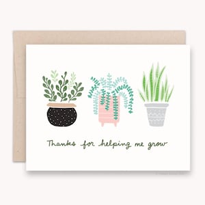 Thanks for Helping Me Grow Card, Mothers Day Card, Plant Mom Gift, Fathers Day Card Handmade, Plant Card, Punny Recycled Cards, Succulent