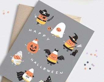 Halloween Card, Candy Corn Card, for Him, for Her, for Kids, Funny Recycled Happy Halloween Decor