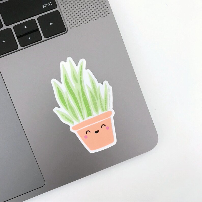 Snake Plant Sticker, Matte Vinyl Illustrated Succulent Best Friend Gift, Party Favors, Cute Crazy Plant Lady Sticker, Laptop MacBook Sticker image 4