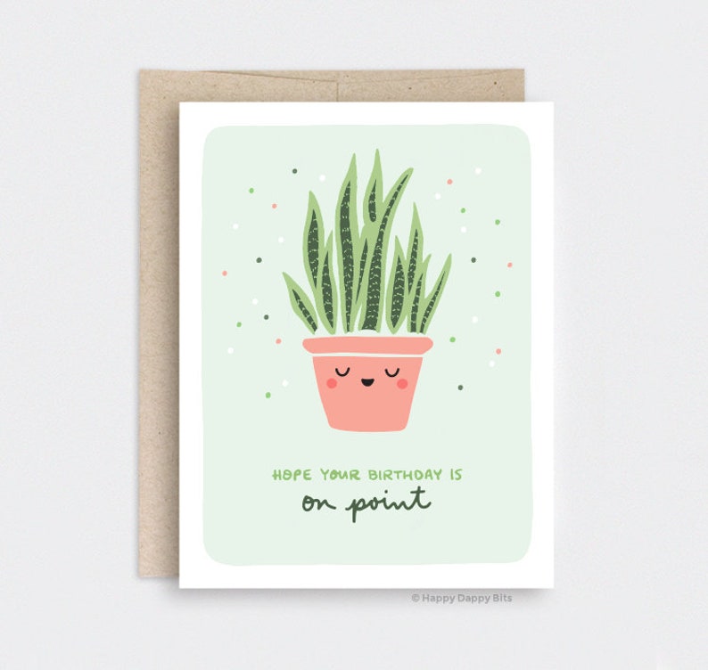 Punny Birthday Card Hope Your Birthday is on Point Succulent Etsy