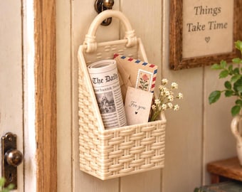 1:12 Miniature Hanging Mail Basket STL, Dollhouse Mail Holder, Woven Wall Basket, 3D Print File, Digital Download