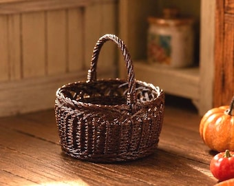 Dollhouse Basket STL 1:12 Scale Miniature Wicker Basket Dollhouse Kitchen Decor Farmhouse Market Basket 3D Print File Digital Download