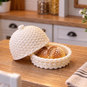 1:12 Bread Box STL, Miniature Wicker Bread Basket with Lid, Dollhouse Kitchen Decor, 3D Print File, Digital Download