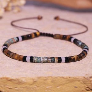 Natural Tiger’s Eye Beaded Bracelet | Adjustable Gemstone Jewelry | Protection and Healing, Unisex Gift for Men and Women