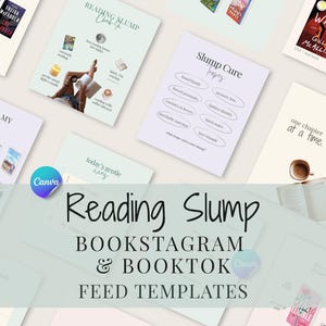 Reading Slump Instagram Templates for Bookstagram and BookTok Editable Canva Feed Bundle image 1